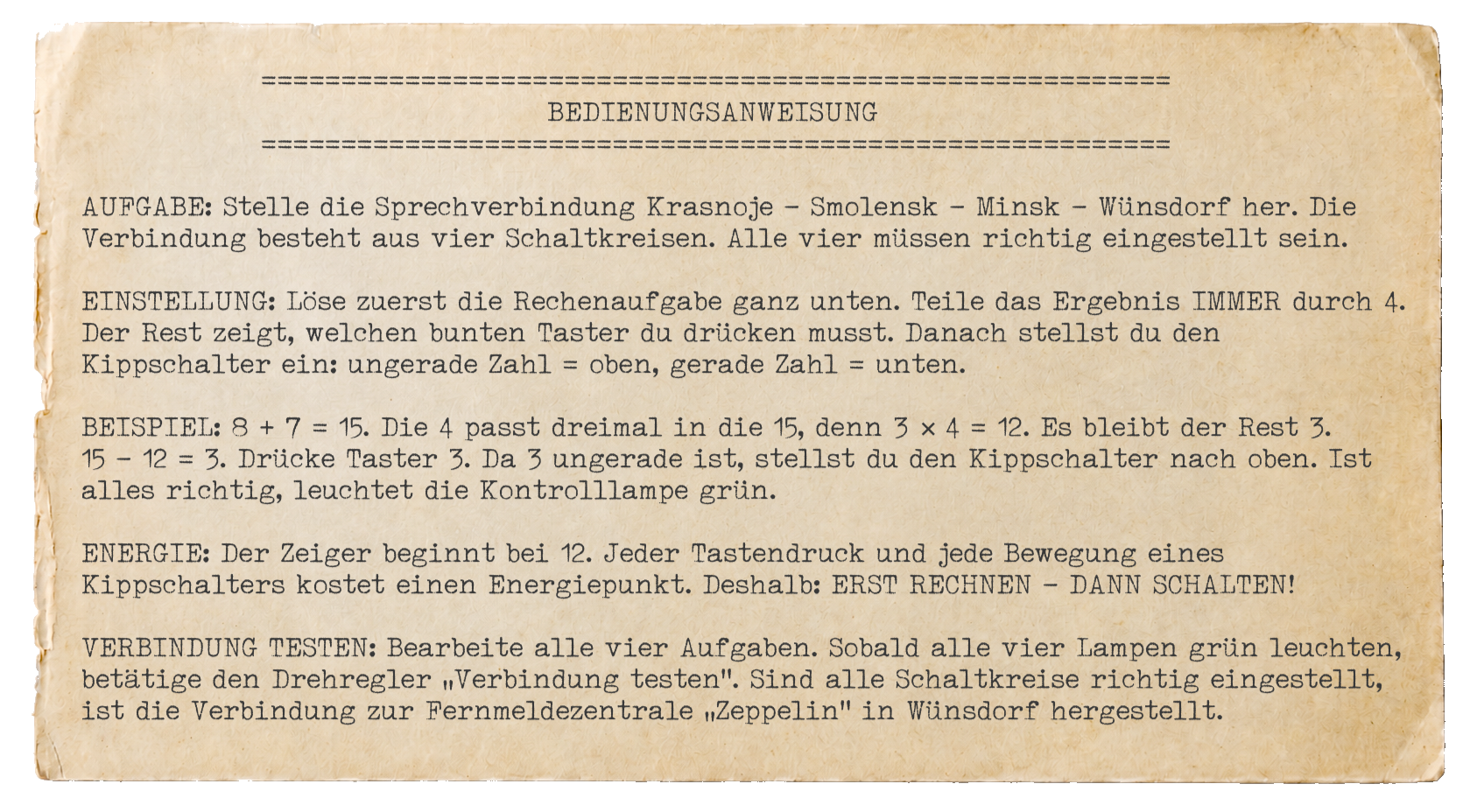 Bedienungsanweisung für die Funkverbindung. Zum Schließen auf eine beliebige Stelle klicken.